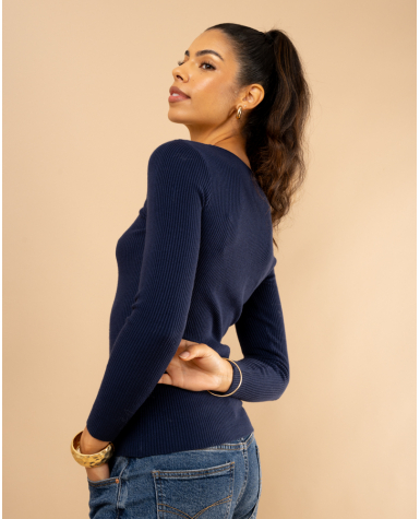 Pull côtelé col rond