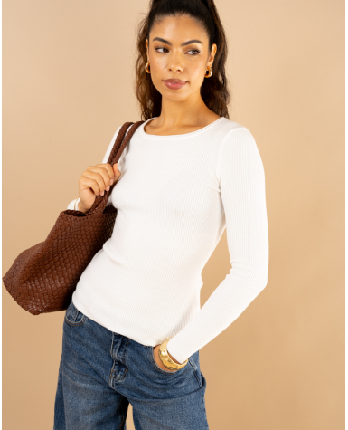 Pull côtelé col rond