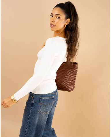 Pull côtelé col rond