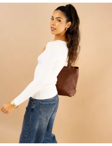 Pull côtelé col rond