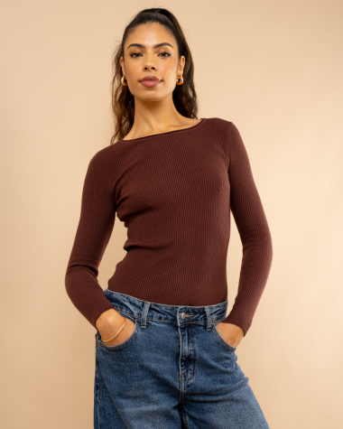 Pull côtelé col rond