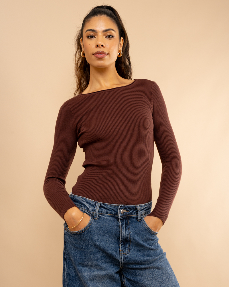 Pull côtelé col rond