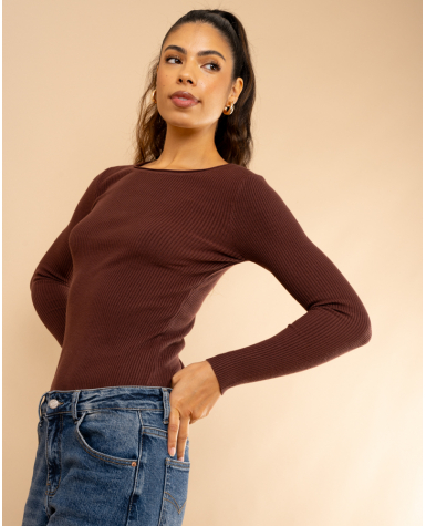 Pull côtelé col rond