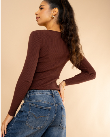 Pull côtelé col rond