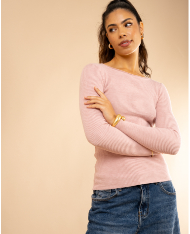 Pull côtelé col rond