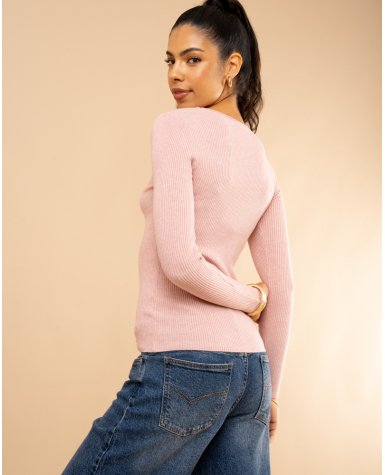 Pull côtelé col rond