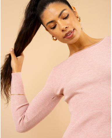 Pull côtelé col rond