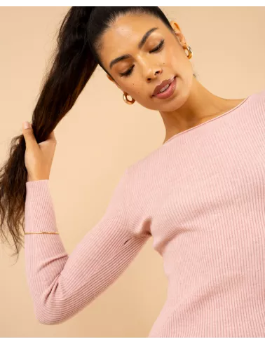 Pull côtelé col rond