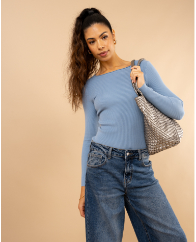 Pull côtelé col rond