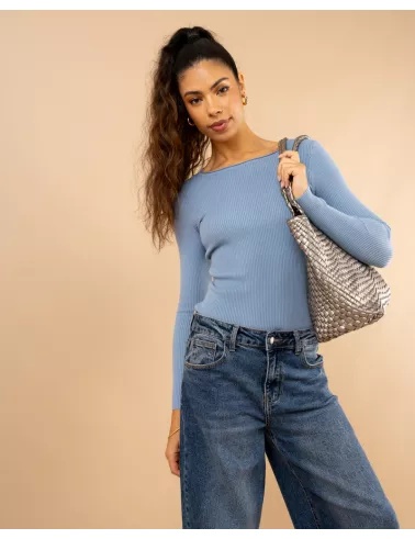 Pull côtelé col rond