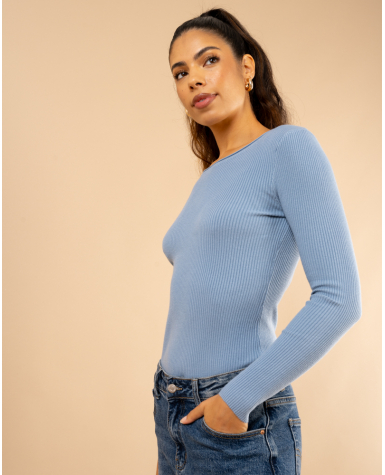 Pull côtelé col rond