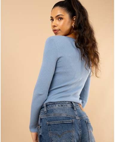 Pull côtelé col rond