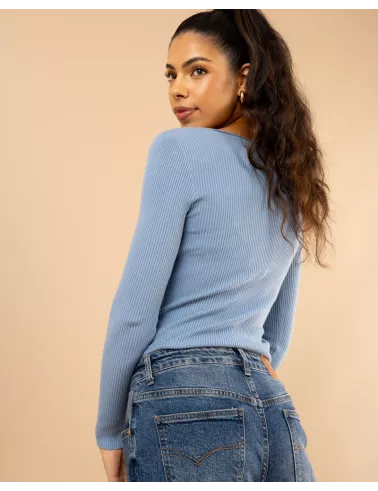 Pull côtelé col rond