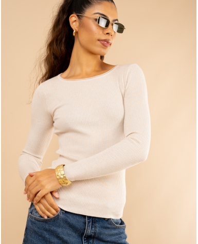 Pull côtelé col rond