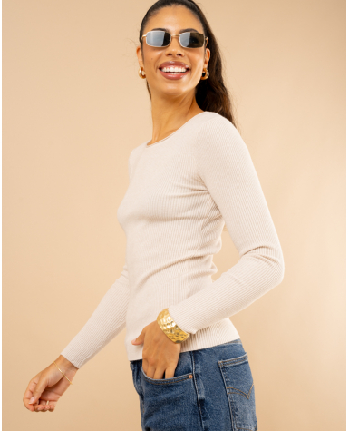 Pull côtelé col rond