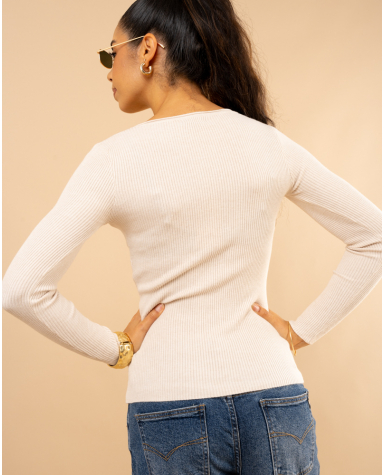 Pull côtelé col rond