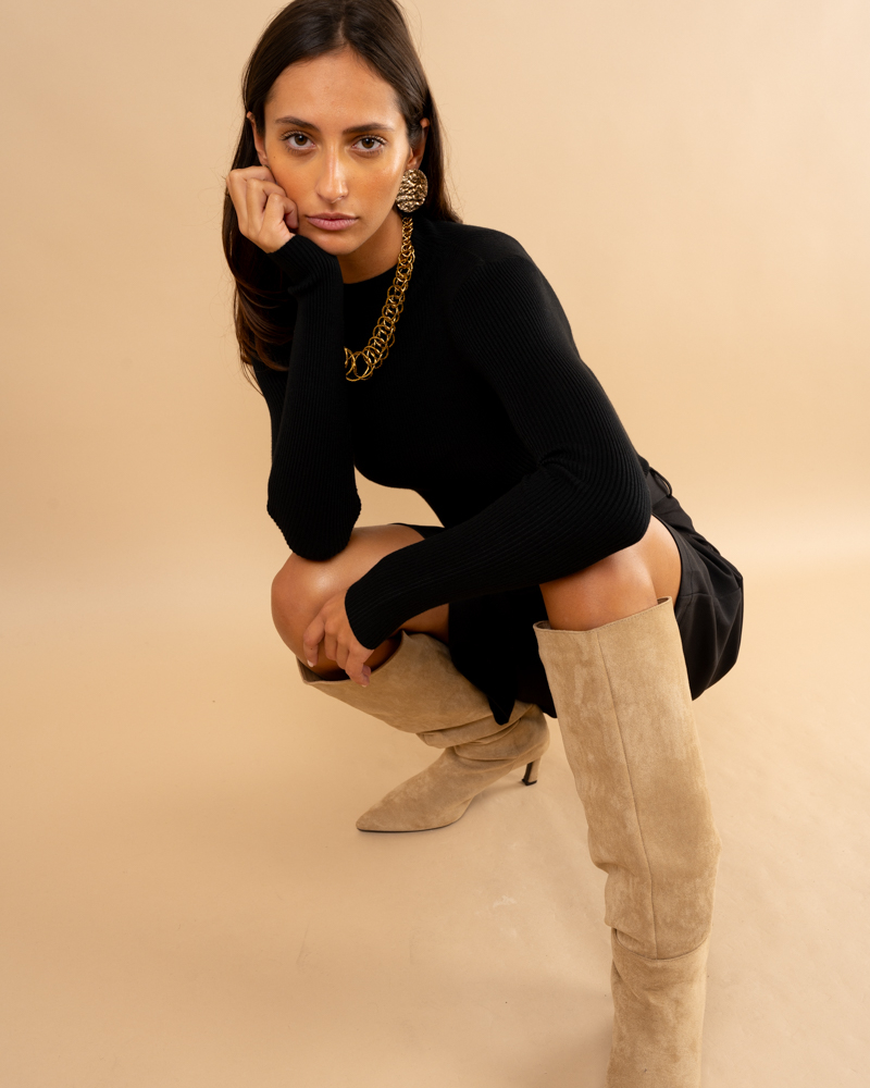 Pull côtelé col haut Pull côtelé col haut