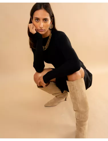 Pull côtelé col haut