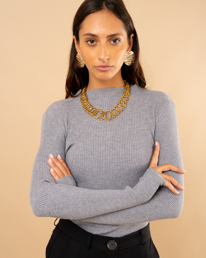 Pull côtelé col haut Pull côtelé col haut