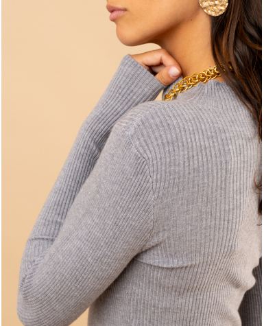 Pull côtelé col haut