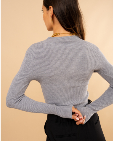 Pull côtelé col haut