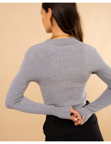 Pull côtelé col haut
