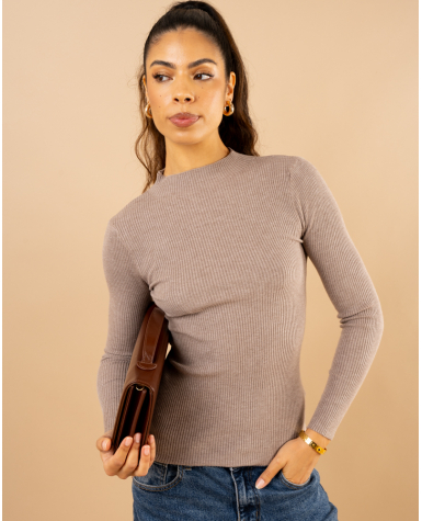 Pull côtelé col haut