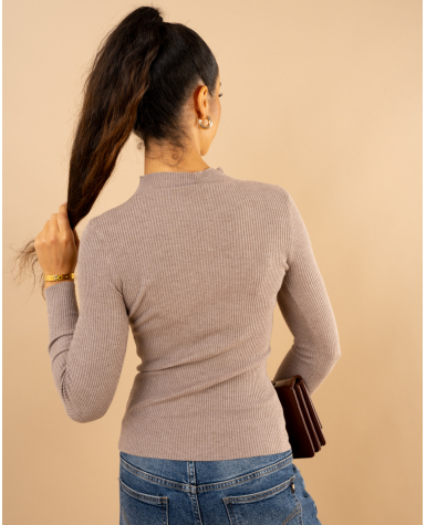 Pull côtelé col haut