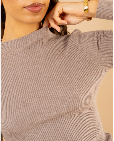 Pull côtelé col haut