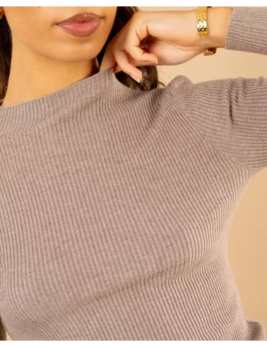 Pull côtelé col haut