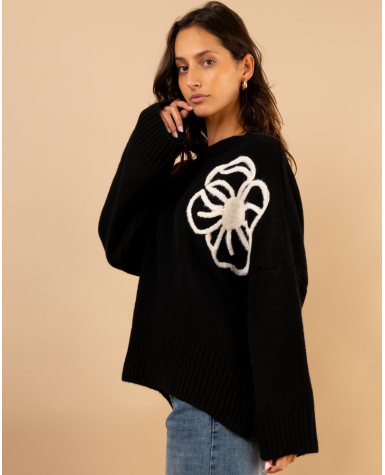 Pull fleurs laine