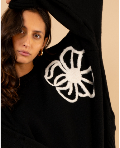 Pull fleurs laine