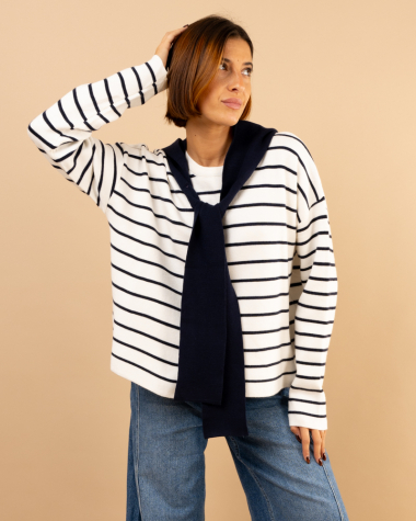Pull mariniere capuche