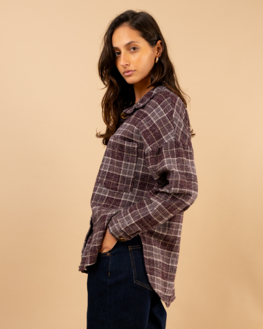 Chemise carreaux bordeaux