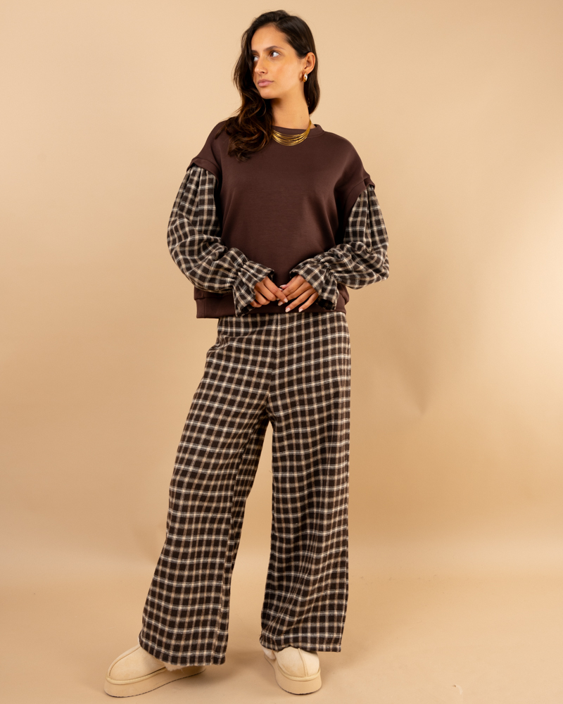 Sweat manches carreaux