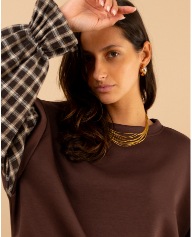 Sweat manches carreaux