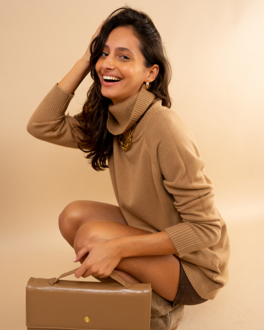 Pull large col roulé