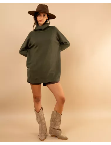 Pull large col roulé