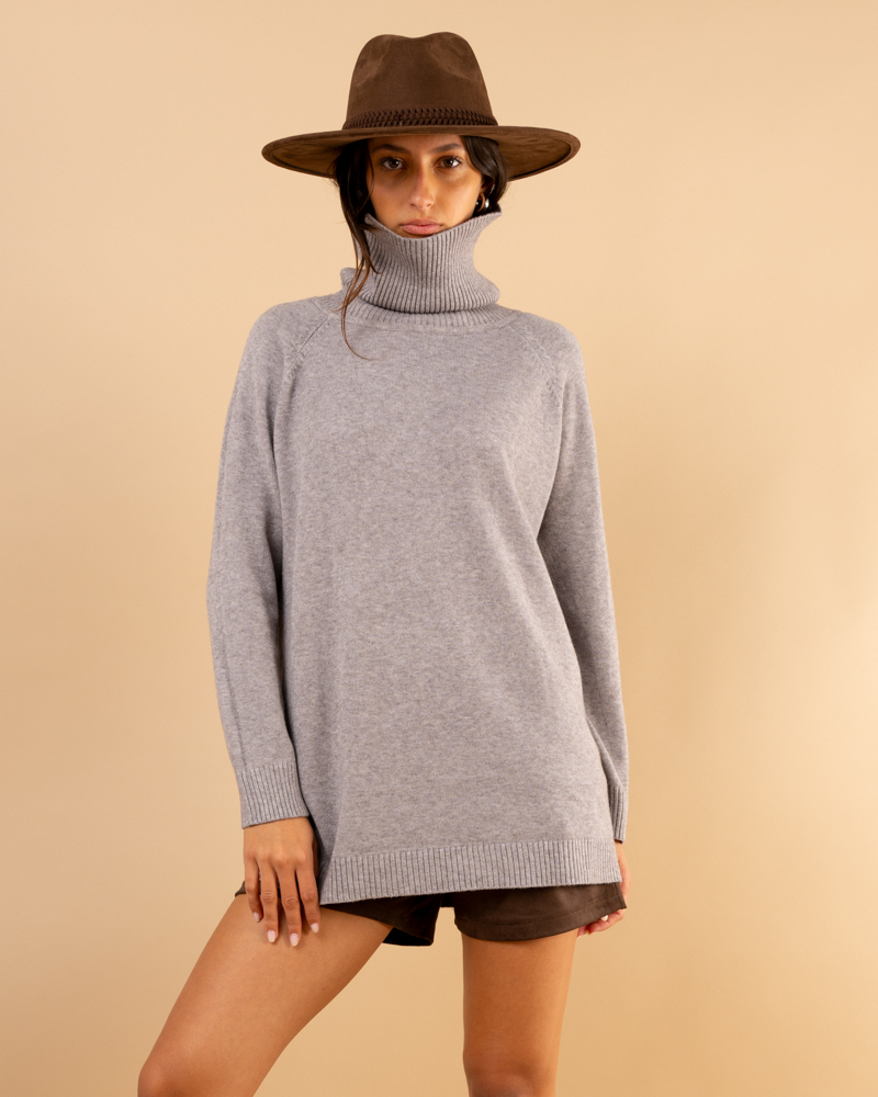 Pull large col roulé