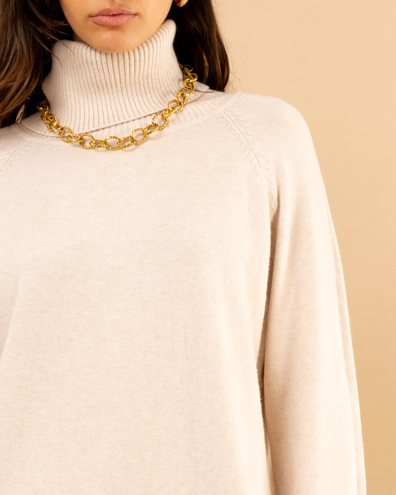 Pull large col roulé