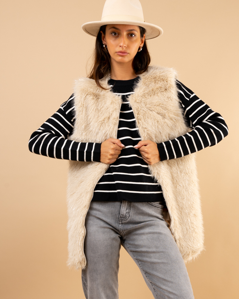 Gilet fourrure lurex
