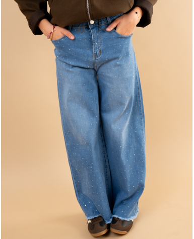 Jean large strass