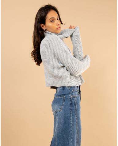 Pull court col roulé