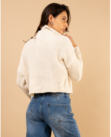 Pull court col roulé