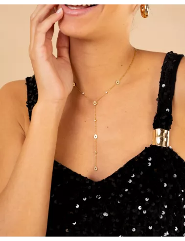 Collier Y strass