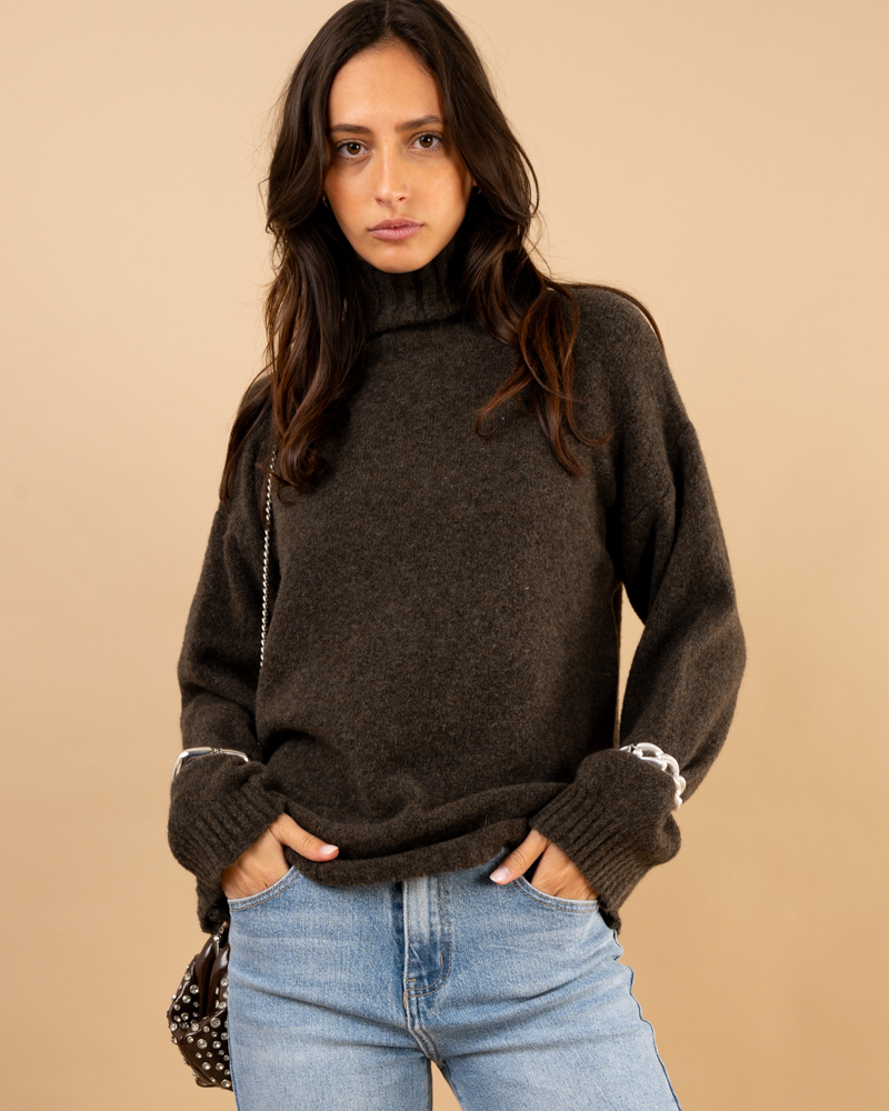 Pull laine col montant