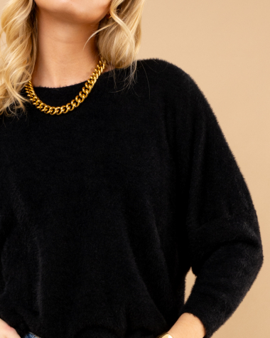 Pull col rond angora