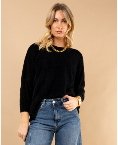 Pull col rond angora