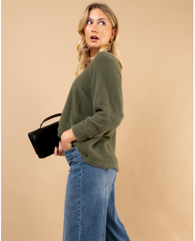 Pull col rond angora