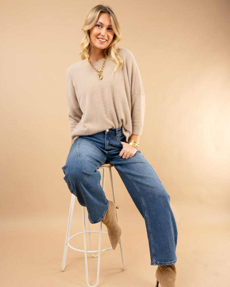 Pull col rond angora